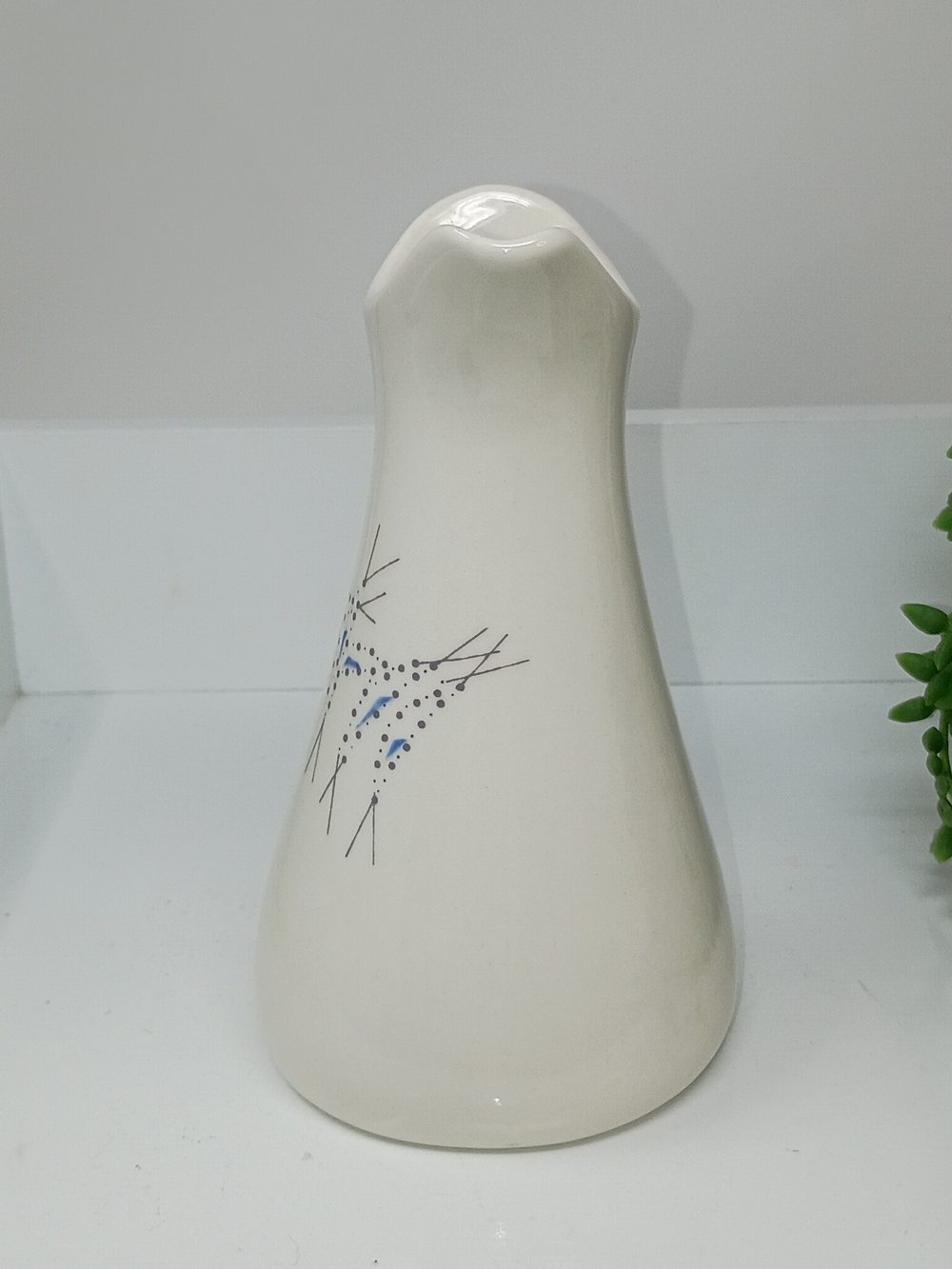 Iroquois Ceramic Pitcher Vase with Blue Accent Motif - Picture 7 of 8